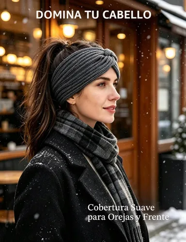 Vista 6 de Chalier Winter Headbands for Women, Crochet Ear Warmer Headband Beige/Negro/Gris Oscuro/Rojo