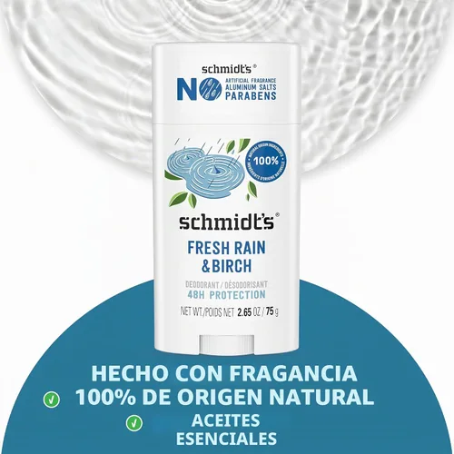 Vista 3 de Schmidt's Desodorante vegano sin aluminio Fresh Rain & Birch 2.65 oz 2