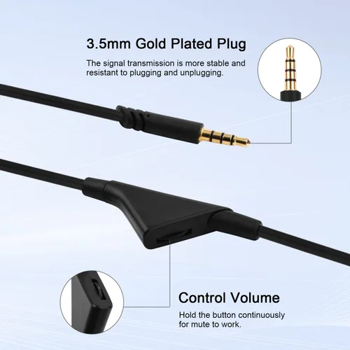 Vista 5 de Saipomor Cable de repuesto para auriculares A40 TR con control de volumen compatible con auriculares Logitech Astro A10 A30 A40 A40tr A50, funciona