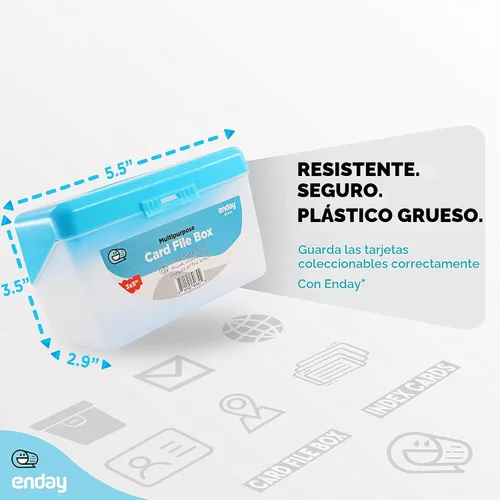 Vista 5 de Enday Caja de tarjeta de índice azul 3x5, organizador de tarjetas de índice, soporte para tarjetas flash, capacidad para 250 tarjetas.