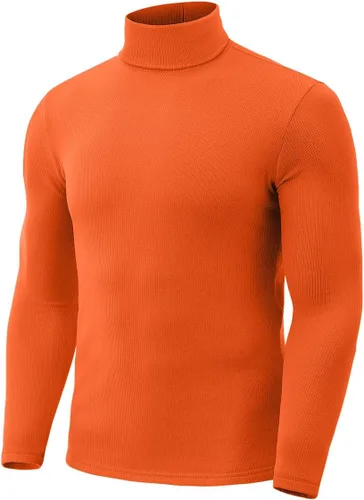 Vista 5 de Zengjo Camisas de manga larga con cuello alto para hombre, capa base térmica, ajustadas, suaves