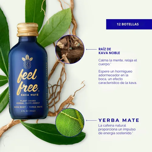 Vista 3 de Botanic Tonics feel free Kava Mate - Energía natural con raíz de kava y yerba mate - Mejora del estado de ánimo y energía sostenida - Sabor mejorado