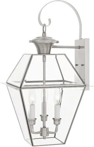 Vista 4 de Livex Lighting 2381-02 - Farol de pared para exteriores, latón pulido Persianas de vidrio biselado transparente