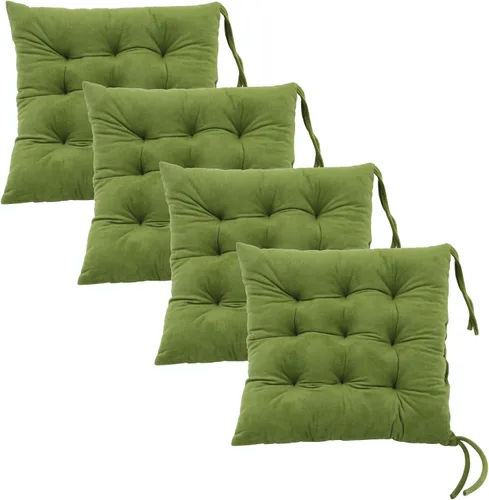 Vista 44 de Juego de 2 cojines para sillas de comedor con lazos, almohadilla antideslizante para silla de cocina para interior y tapete de asiento de comedor
