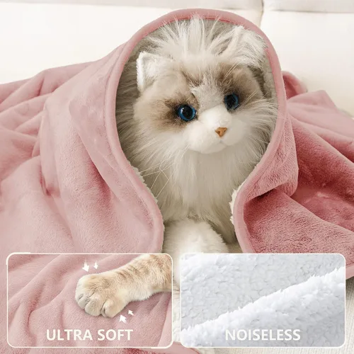 Vista 4 de Smiry Manta de cama impermeable para perro, manta a prueba de fugas para mascotas, para cama, sofá, reversible, de forro polar sherpa, funda