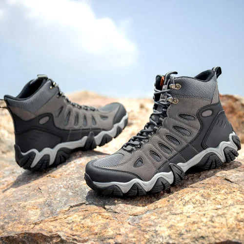 Vista 7 de CAMEL CROWN - Botas de senderismo para hombre, antideslizantes, transpirables, transpirables, para senderismo, senderismo, senderismo, senderismo