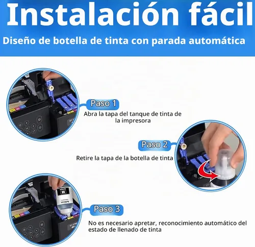 Vista 2 de T522 - Botella de tinta de repuesto de alta capacidad (5 botellas) para 522 botellas de recarga de tinta compatible con EcoTank ET-2803 ET-2800