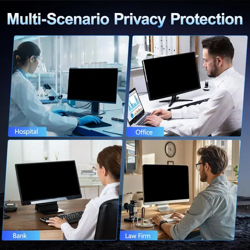 Vista 8 de Paquete de 2 pantallas magnéticas de privacidad de computadora de 24 pulgadas para monitor con relación de aspecto 16:9, protector de privacidad