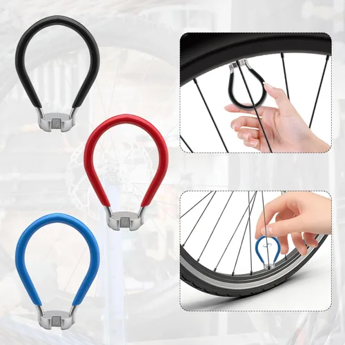 Vista 4 de 9 llaves de radios de bicicleta, kit de herramientas de radios para bicicleta con 9 palancas de neumáticos de bicicleta, llave de radios con mango