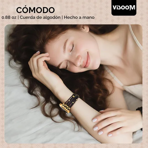 Vista 4 de VISOOM Pulsera bohemia con cuentas compatible con Apple Watch de 38/40/41/1.654 in para mujer – Correa elástica de iWatch para mujer para Apple