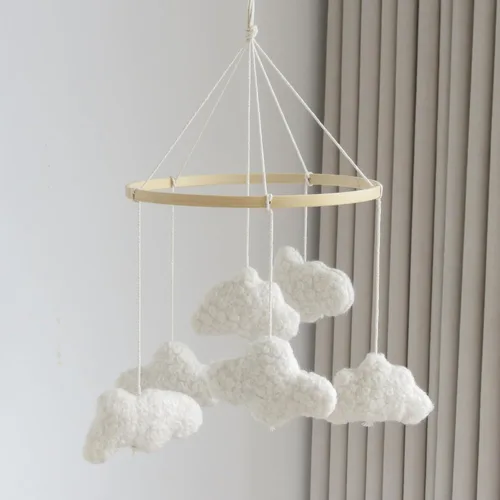 Vista 9 de Boucle Cloud Moon - Cuna móvil boho para cuna para cuna neutral para guardería móvil para niños y niñas blanco (White 10)