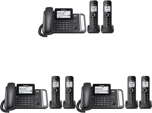 Vista 5 de Teléfono inalámbrico digital KX-TG9581B Link2Cell Panasonic para 3 líneas con banda de frecuencia Dect 6.0, 1-Auricular, Negro