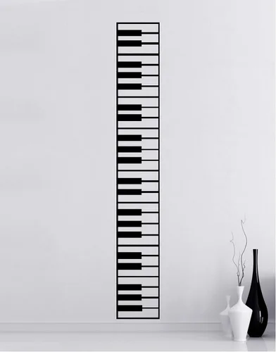 Vista 7 de Pegatina de pared con teclas de piano. Decoración de instrumentos musicales. - Negro, 10" x 72". Fácil de aplicar y quitar.