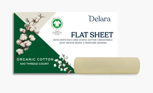 Vista 16 de GOTS Certified 100% Organic Cotton Flat Sheet, 400TC Long Staple Cotton, Ultra Soft, Silky, Moisture-Wicking, Smooth & Breathable, Best Sheets for