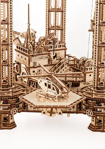 Vista 7 de Wood Trick Offshore Rig Platform Rompecabezas 3D de madera para adultos para construir, plataforma móvil interactiva, modelos de madera, proyectos