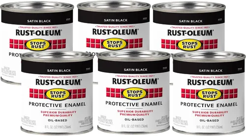 Vista 13 de Rust-Oleum 7777730 Stops Rust Pintura con Brocha, Media Pinta, Negro Satinado