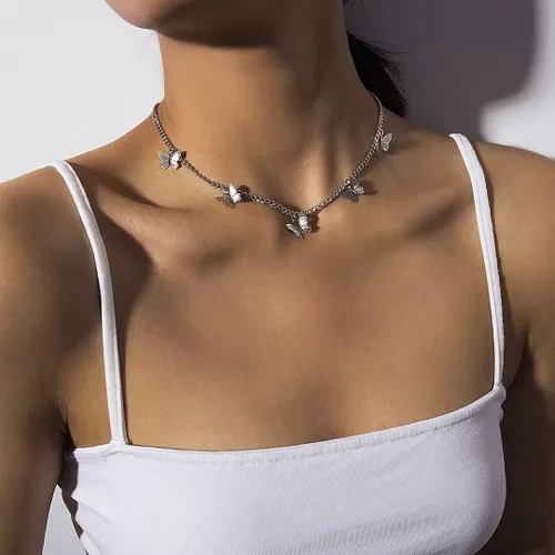 Vista 4 de FANZE Collares de tenis para mujer, gargantilla de circonita cúbica con diseño de mariposa y ojos malvados, regalo de joyería brillante