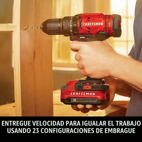 Vista 9 de CRAFTSMAN V20 - Juego de taladro/destornillador inalámbrico (CMCD700C1)