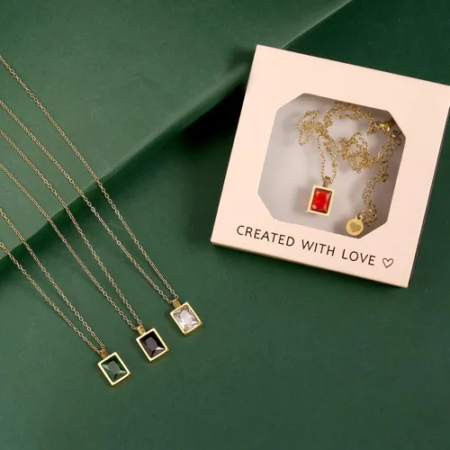 Vista 7 de Badu Collar de lágrima creada en oro de 18 quilates de 0.39 x 0.394 pulgadas para mujer, joyería de circonita cúbica solitaria, día de la madre
