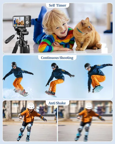 Vista 4 de Cámara digital mejorada, 50 MP de alta definición completa, 1080P con zoom de 16x antivibraciones, cámara compacta para niños, estudiantes, niños