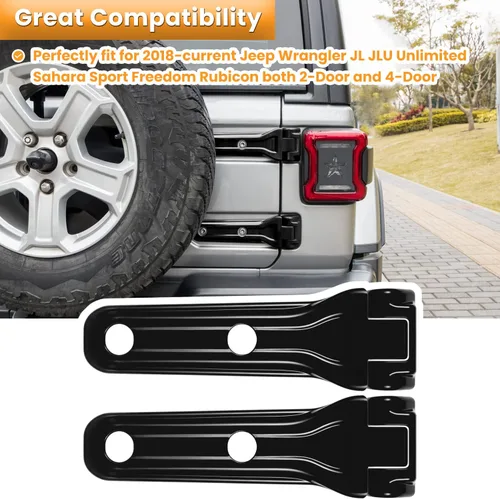 Vista 2 de Cubierta de bisagra para compuerta trasera de Jeep Wrangler JL JLU, accesorios de decoración exterior - 2018-2024, 2 puertas y 4 puertas, cubierta