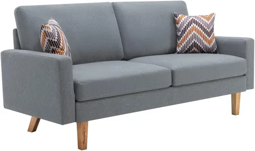 Vista 4 de Lilola Home Sofá Bahamas de lino beige con 2 cojines