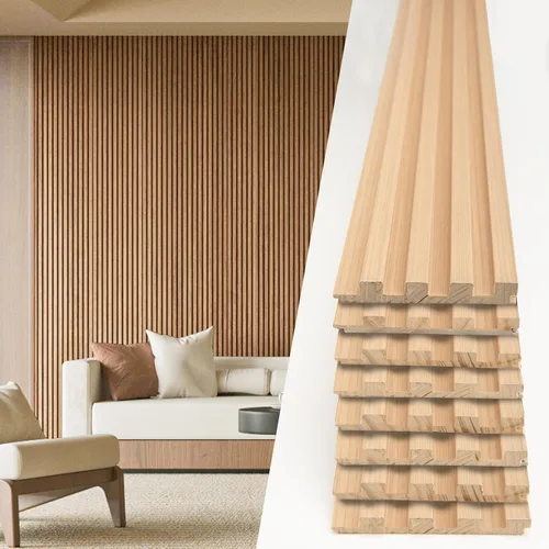 Vista 21 de Art3d Paneles de pared de madera de listones para decoración de interiores y techos, paquete de 4 muestras, 6 x 5.7 pulgadas.