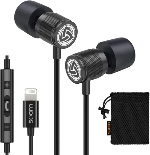 Vista 42 de LUDOS Auriculares con cable ultra intraauriculares, 5 años de garantía, auriculares con micrófono, auriculares con cancelación de ruido, espuma