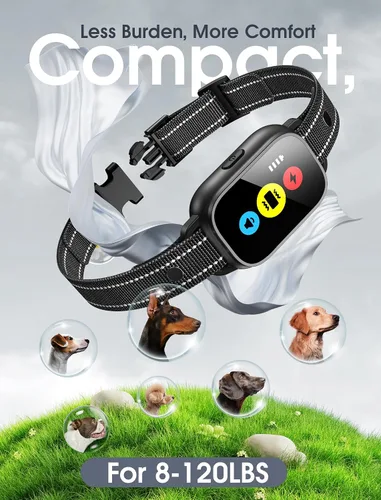 Vista 6 de Collar de entrenamiento para perros con control remoto, collar inteligente de choque para perros con 3 modos de entrenamiento e iconos