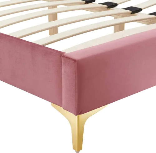 Vista 6 de Modway MOD-6305-DUS Sutton - Marco de cama de terciopelo de rendimiento individual, color rosa polvoriento