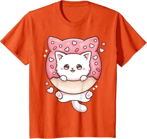 Vista 71 de Camiseta Kawaii Cat Donut Anime Lover Otaku, Negro