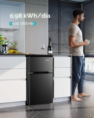 Vista 8 de Euhomy - Refrigerador miniatura con congelador, 3.2 pies cúbicos, refrigerador miniatura con congelador, refrigerador de dormitorio con congelador