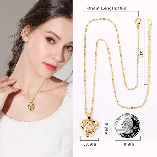 Vista 5 de Alsanix Collar de nudo de amor, collar de plata de ley con dije de nudo de amor, collar infinito de nudo de amor para mujer