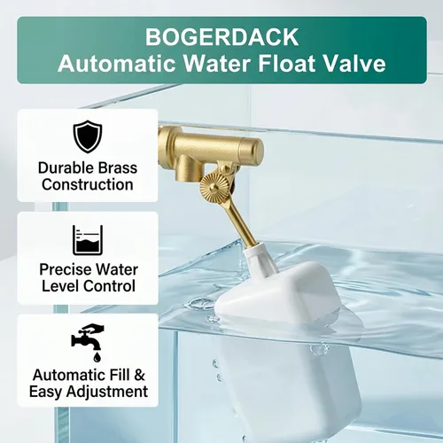 Vista 5 de Válvula de flotador de agua macho NPT de 3/8 pulgadas, válvula de control de nivel de agua automática de llenado y agua, con brazo ajustable