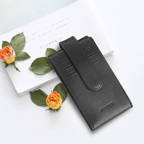 Vista 7 de FUNTOR - Carteras pequeñas para mujer, soporte delgado y plegable para tarjetas de crédito con bolsillo para monedas con cremallera, A: Negro