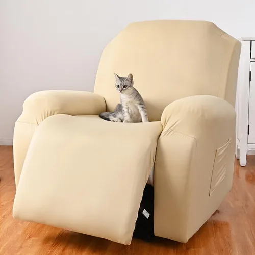 Vista 14 de vctops Fundas para sofá reclinable de 3 cuerpos, elásticas, de punto, suaves, lisas, antideslizantes, para sofá, protector de muebles con parte Café