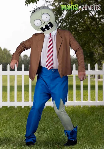 Vista 2 de Disfraz de Halloween de zombies de Plants vs Zombies para adultos, disfraz de personaje de videojuegos para adultos, con licencia