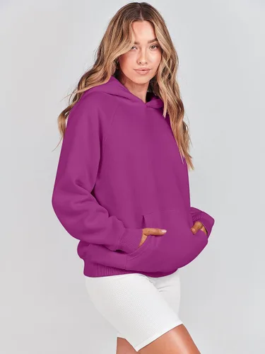 Vista 118 de ANRABESS - Sudaderas con capucha para mujer, sobre talla, de vellón de manga larga, modelo de 2024, para otoño
