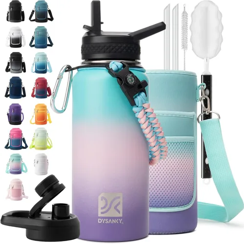 Vista 91 de DYSANKY Botella de agua aislada de 32 onzas, metal al vacío de acero inoxidable grueso, jarra de agua deportiva portátil para gimnasio y senderismo
