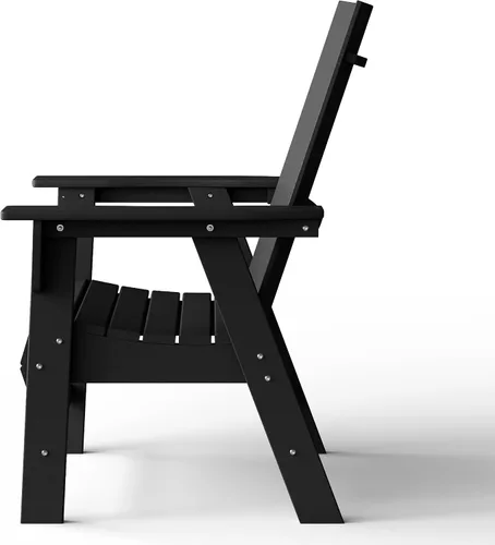 Vista 8 de WestinTrends Ashore - Juego de 2 sillas de comedor Adirondack de plástico HDPE para exteriores, color negro