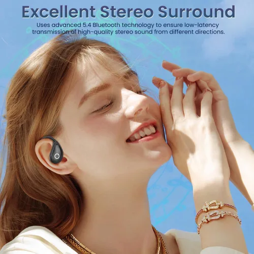 Vista 6 de Auriculares CuiSuto con orejeras inalámbricas Bluetooth, 60 horas de reproducción, sonido estéreo con orejeras IPX7 a prueba de agua y cancelación