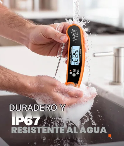 Vista 5 de Termómetro digital de lectura instantánea para carne, termómetro de Naranja