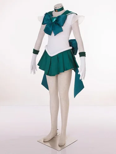 Vista 6 de YOUYI Disfraz de Neptune para mujer, talla estadounidense, traje de combate Super S, falda verde