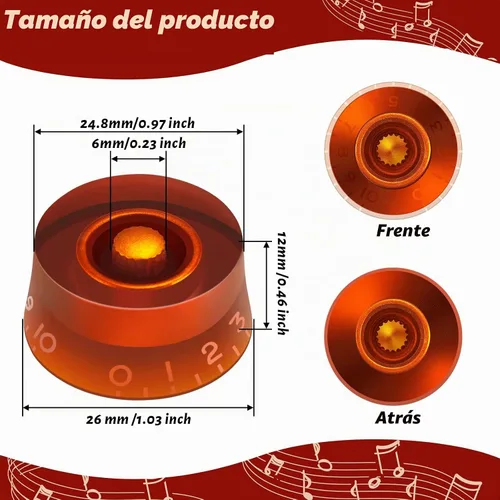 Vista 2 de Nuanchu 20 pomos de guitarra eléctrica, pomos de control de tono de volumen, perillas de guitarra giratorias, perilla de control de velocidad