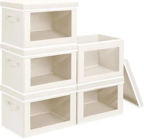 Vista 54 de Homsorout Contenedores de almacenamiento con tapas, organizadores pequeños de tela con ventana, contenedores de almacenamiento plegables para ropa