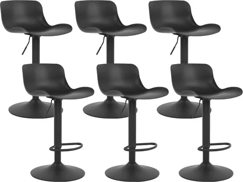 Vista 15 de LSSBOUGHT Taburetes de bar, taburetes de bar giratorios de altura de mostrador con respaldo de carcasa de plástico, sillas de bar ajustables, Negro