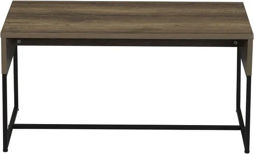 Vista 4 de Household Essentials Mesa de centro de grano Ashwood con base de hierro negro
