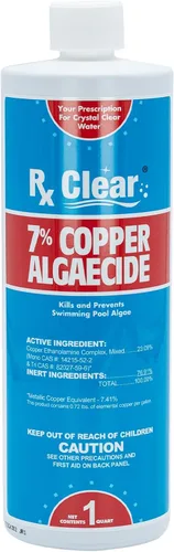 Vista 7 de Rx Clear 7% de algicida de cobre Botellas de un cuarto de galón Paquete