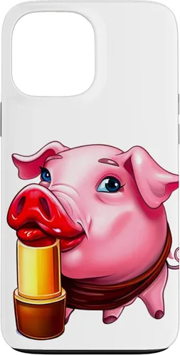Vista 24 de Funda para iPhone 17 con lápiz labial para niñas en un cerdo