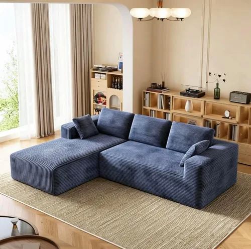 Vista 12 de Sofá modular de pana de 106 pulgadas, sofá en forma de L deshuesado con asiento profundo, sofá de espuma de nube con diván de gran tamaño, sofá Negro